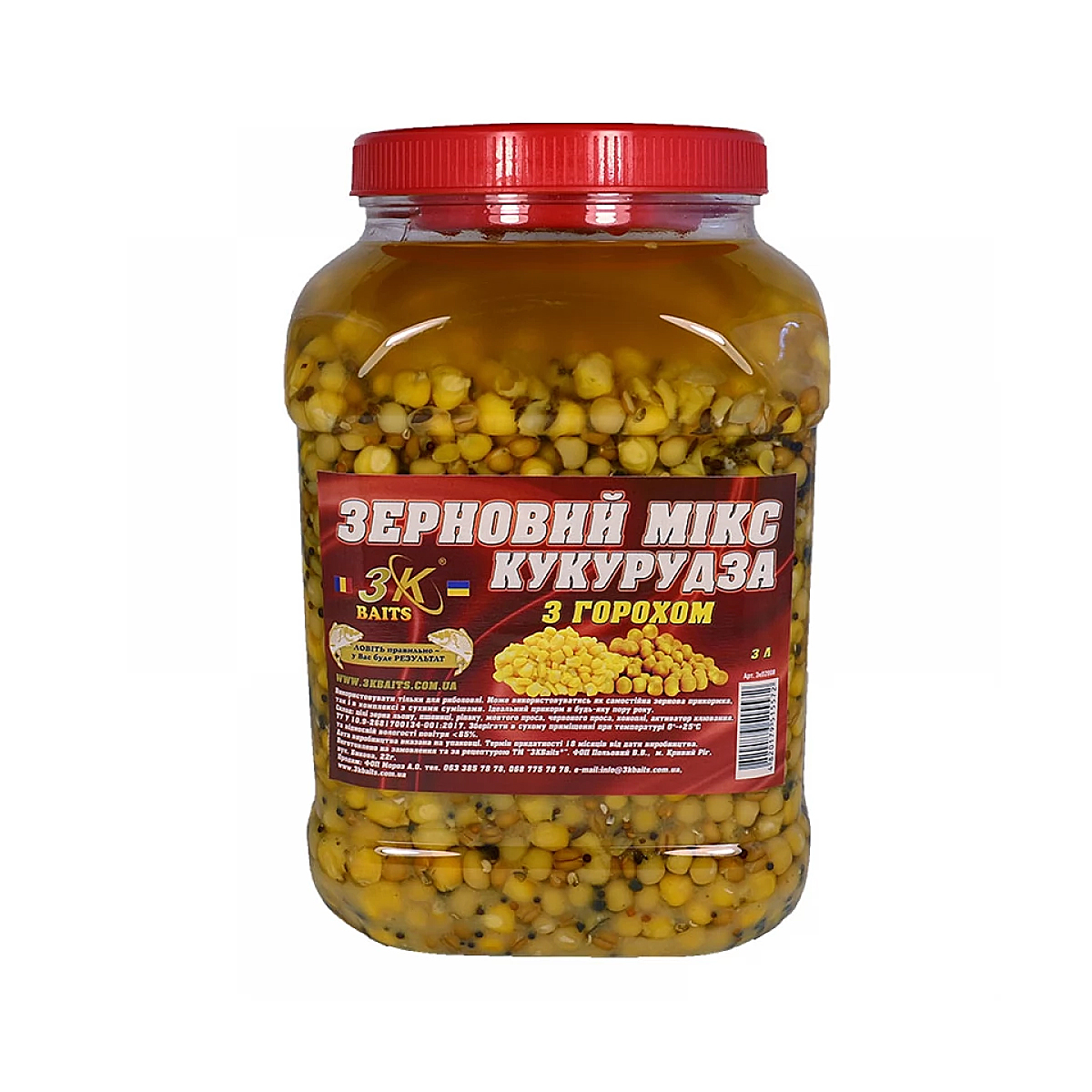 Прикормка 3KBaits Зерновой микс кукуруза горох 3L