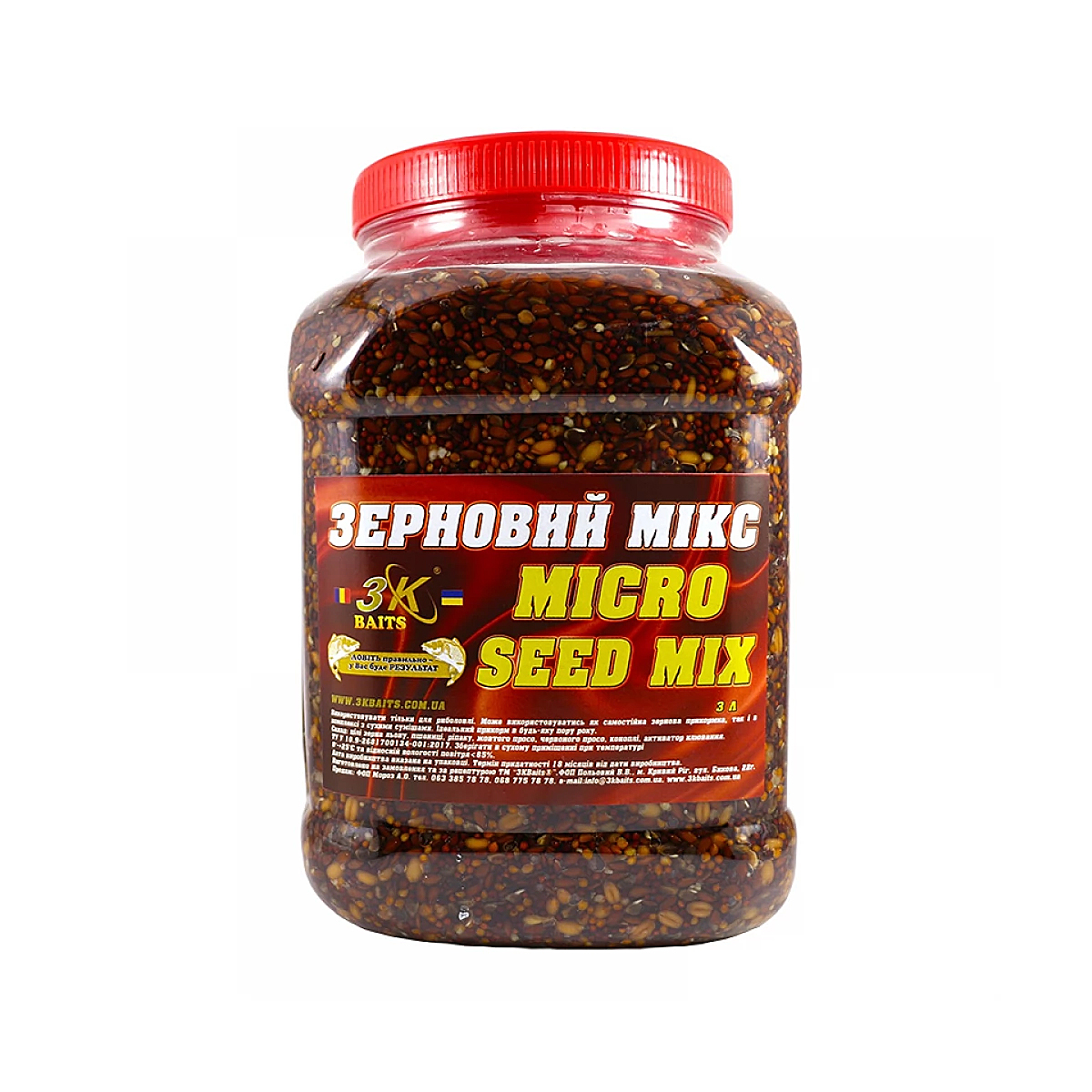 Прикормка 3KBaits Зерновой микс Micro Seed Mix натуральный 3L