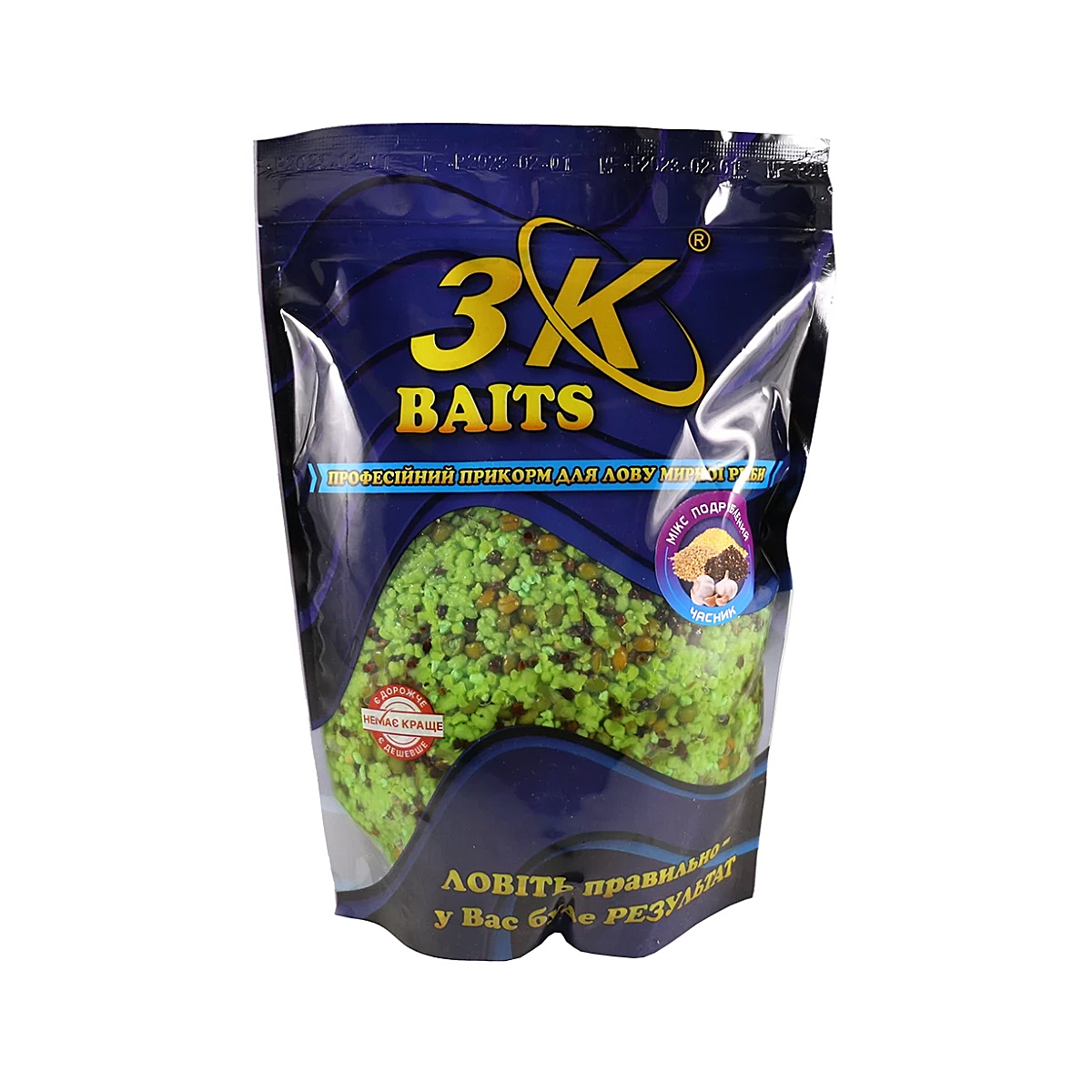 Прикормка 3KBaits Зерновой микс дробленый чеснок 1kg