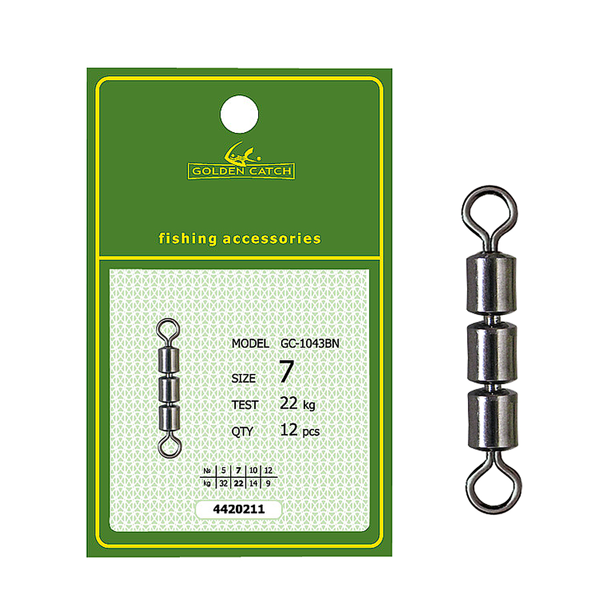 Вертлюг тройной Golden Catch High Speed 1043BN №7 12pcs