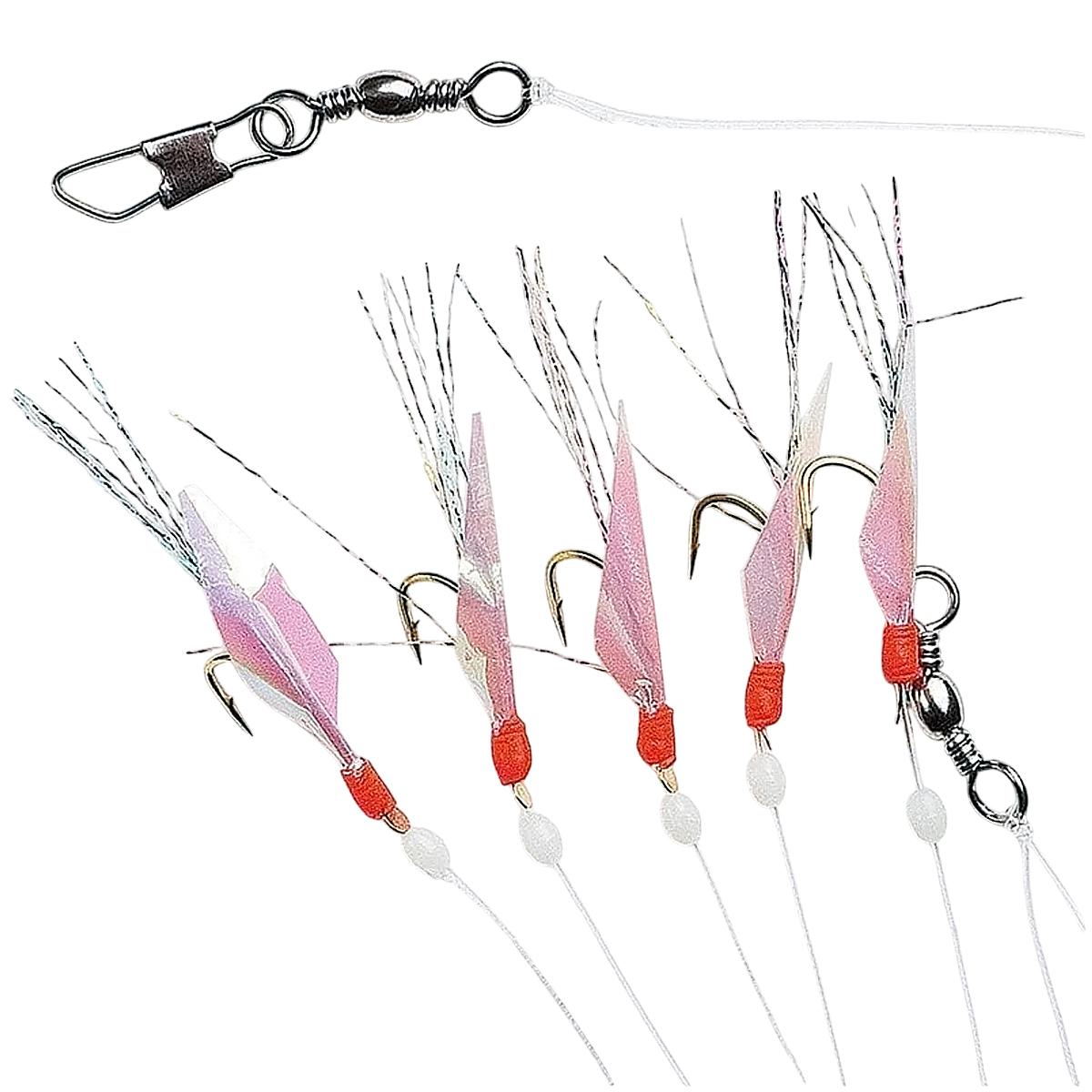 Морський монтаж Fladen Fish skin with feather rig 5 hooks