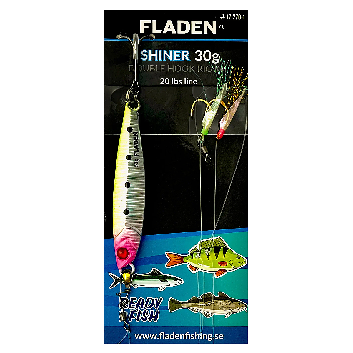 Пилькер Fladen Shiner 30g double hook rig kit Lime