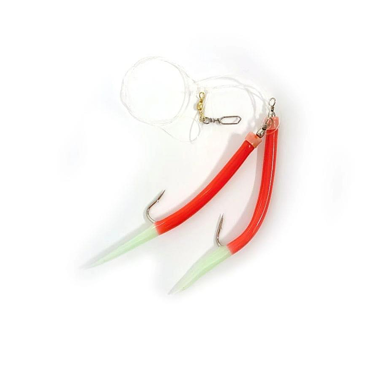 Морський монтаж Fladen Rubber Mac red lumi tail rig 10/0 2-hook