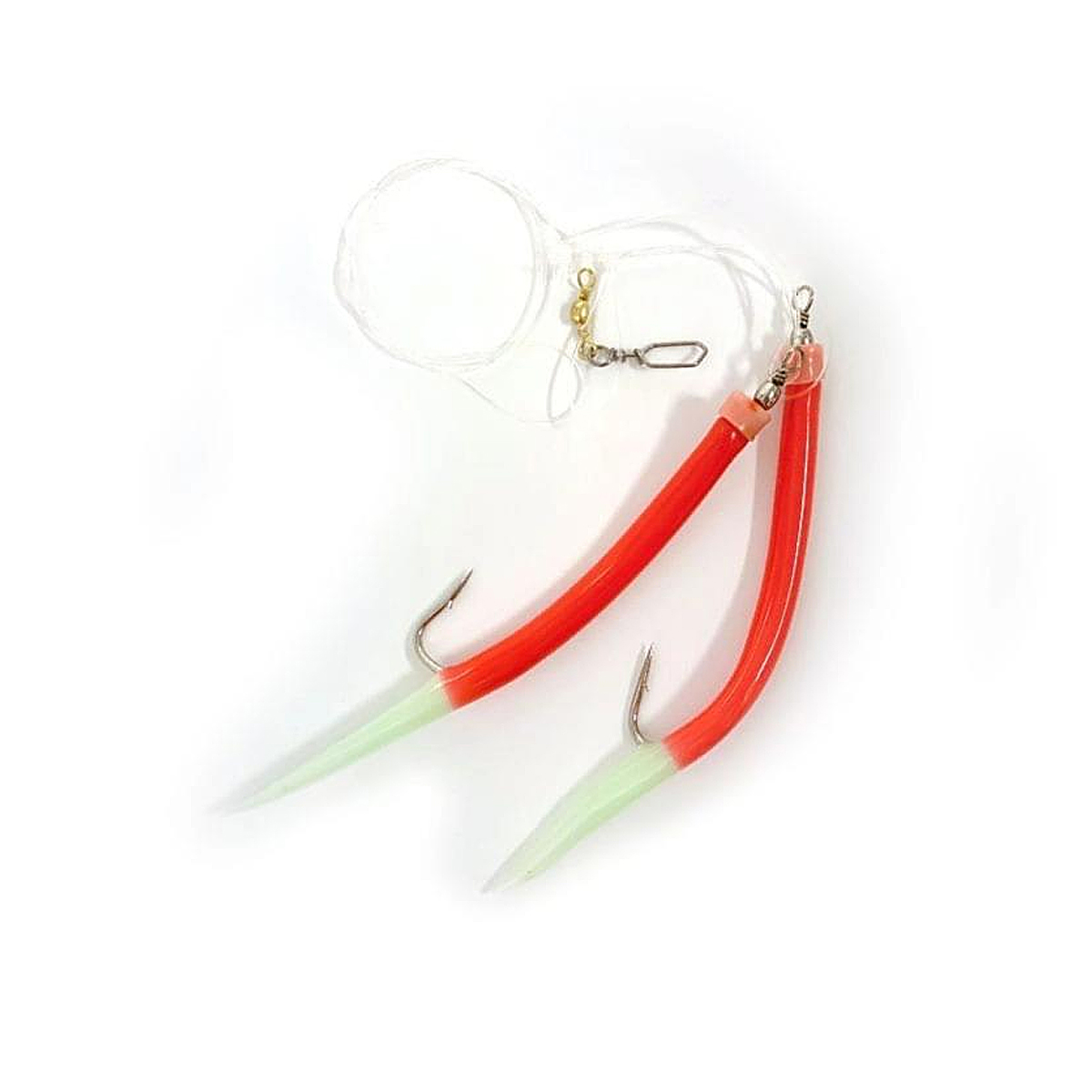 Морський монтаж Fladen Rubber Mac red lumi tail rig 12/0 2-hook