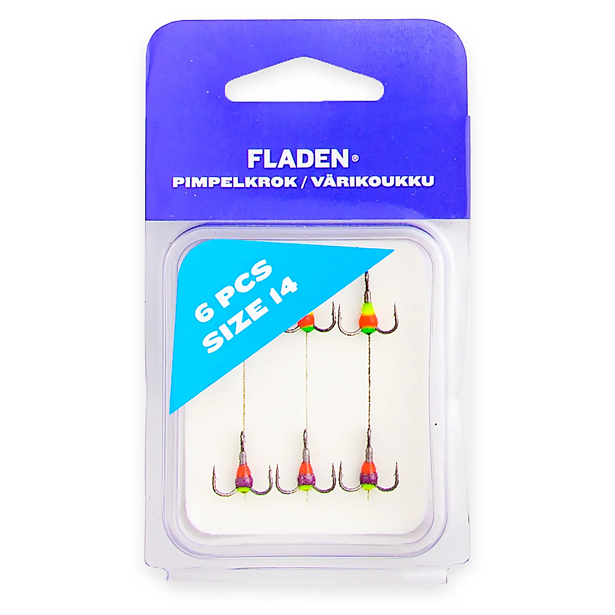 Тройник с полимером Fladen Pimpelkrok extra 6pcs size 14