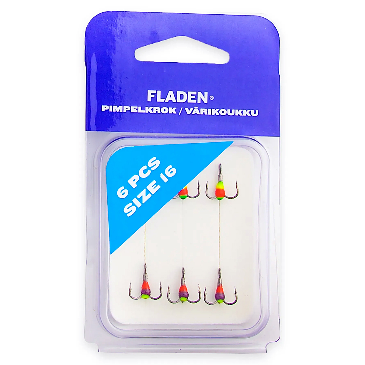 Тройник с полимером Fladen Pimpelkrok extra 6pcs size 16