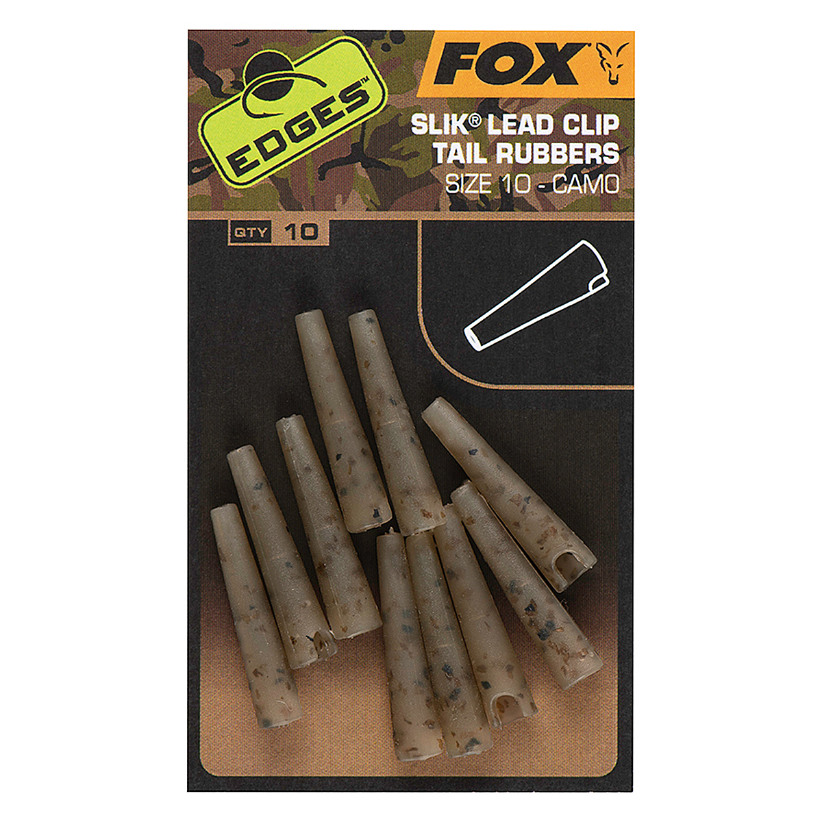 Кліпса Fox Edges Camo Slik Lead Clip Tail Rubber Size10 10pcs