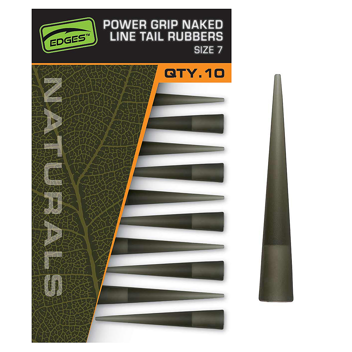 Конус для клипс Fox Edges Naturals Power Grip Naked Line Tail Rubbers Size 7 10pcs