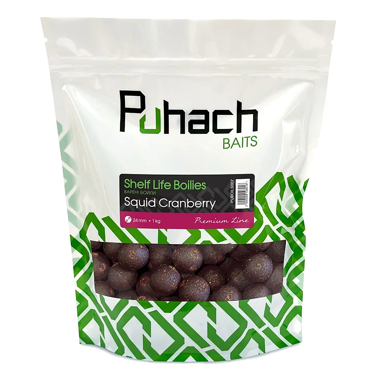 Бойли Puhach Premium Line Shelf Life Boilies 20mm Squid Сranberry 1kg
