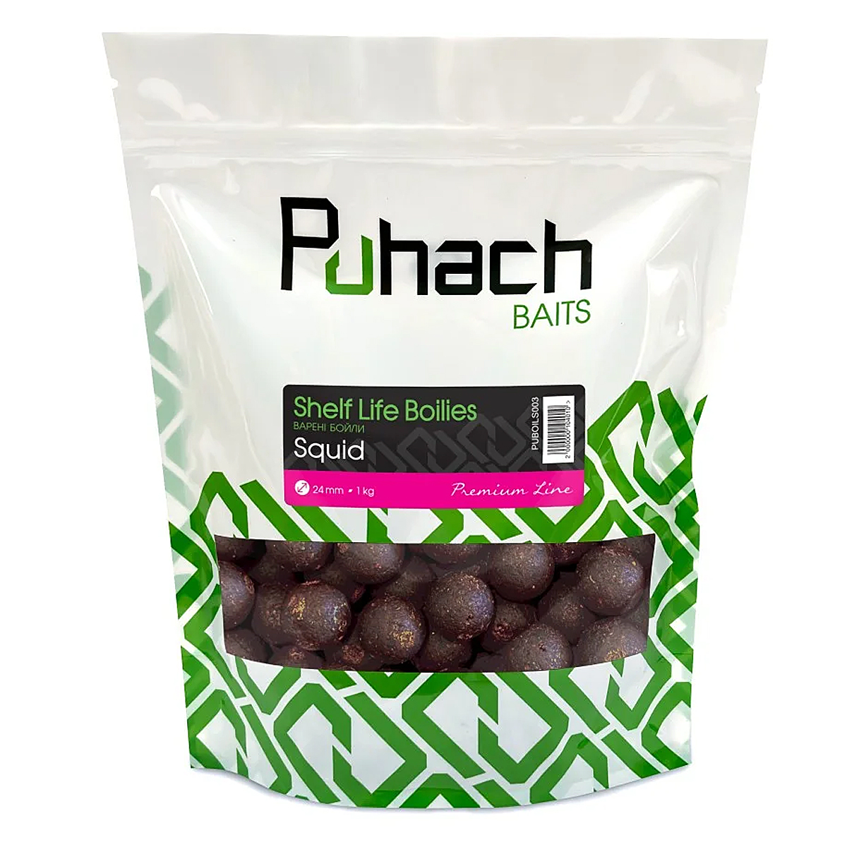 Бойли Puhach Premium Line Shelf Life Boilies 24mm Squid 1kg