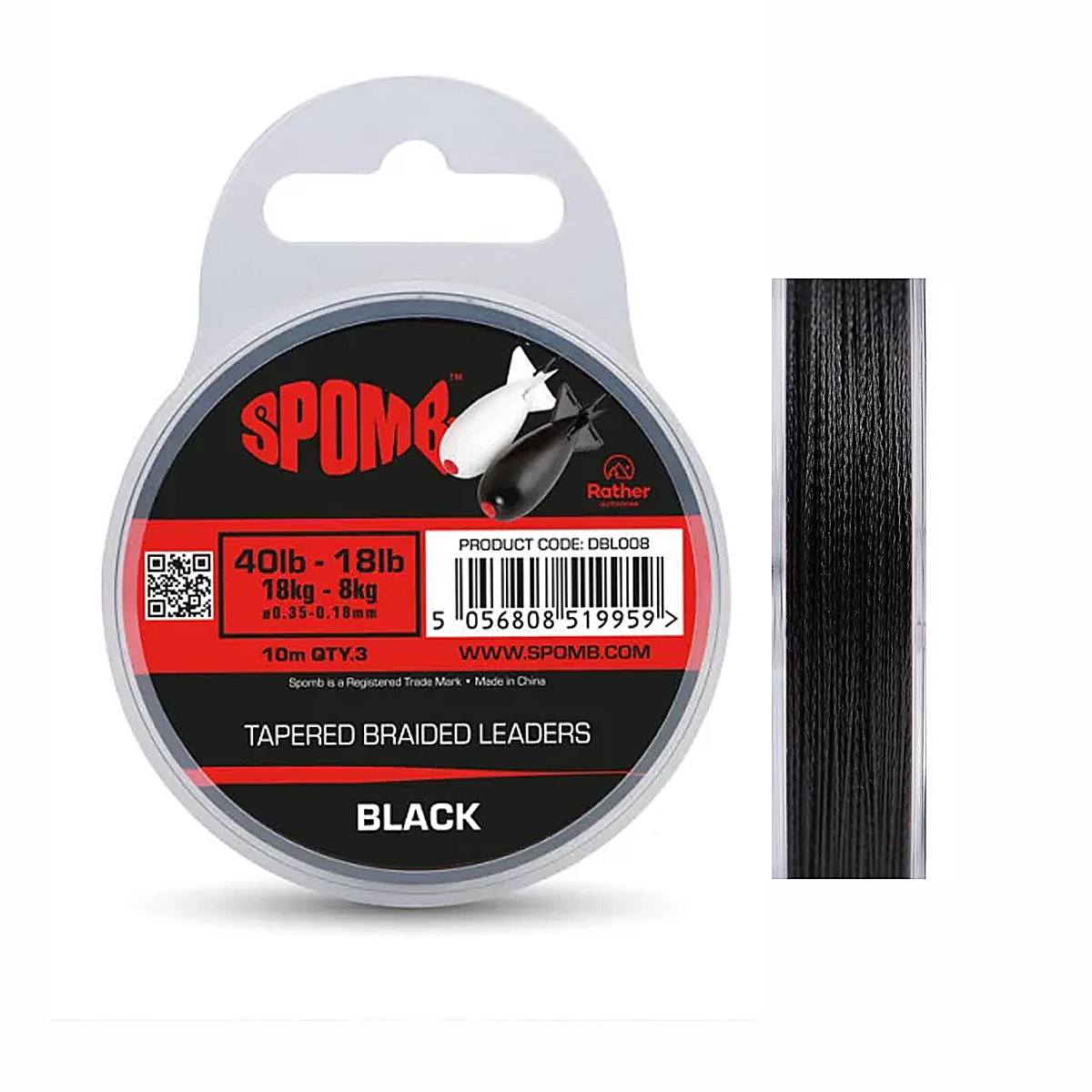 Шоклідер Spomb Tapered Braided Leaders  Black 10m 40lb-18lb