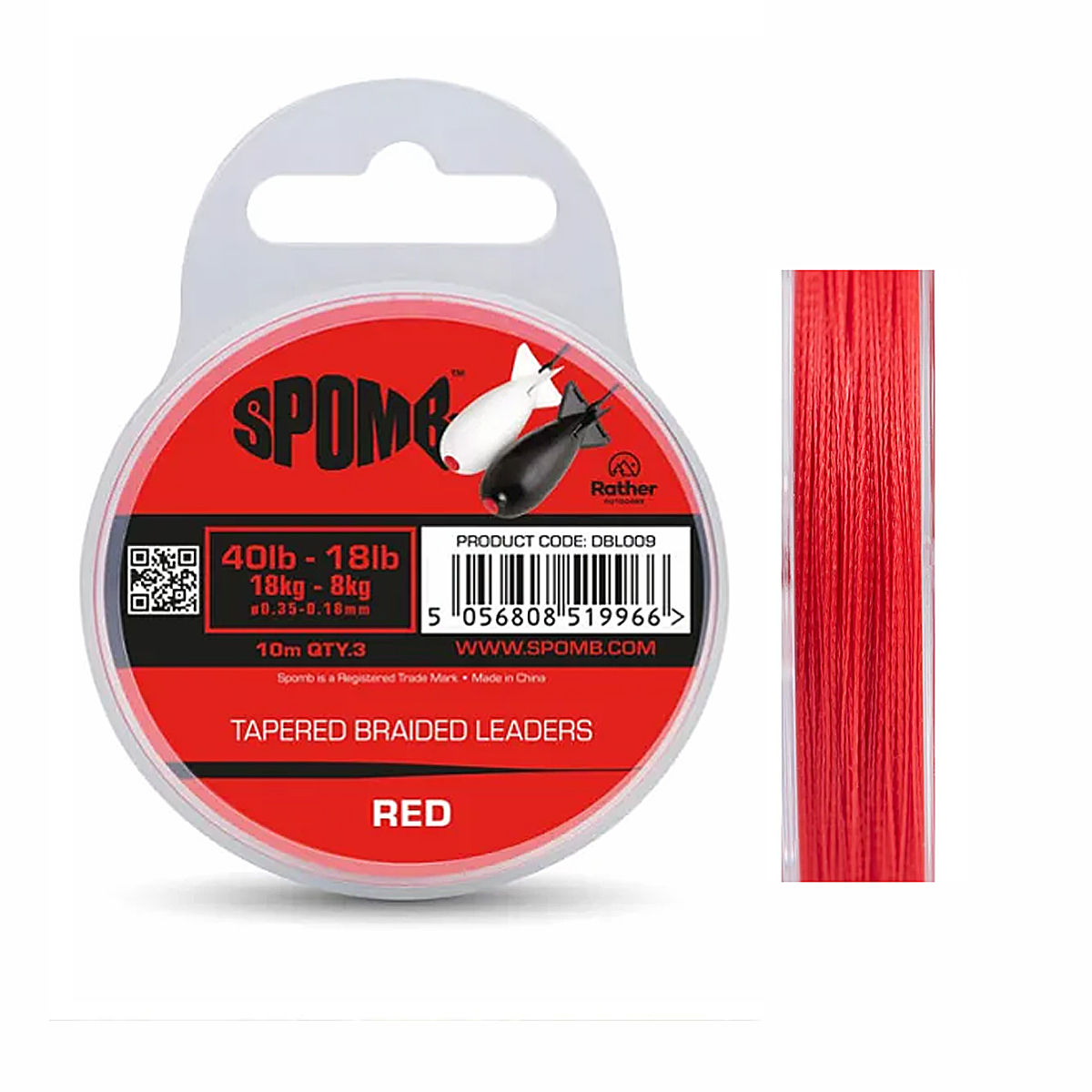 Шоклідер Spomb Tapered Braided Leaders  Red 10m 40lb-18lb