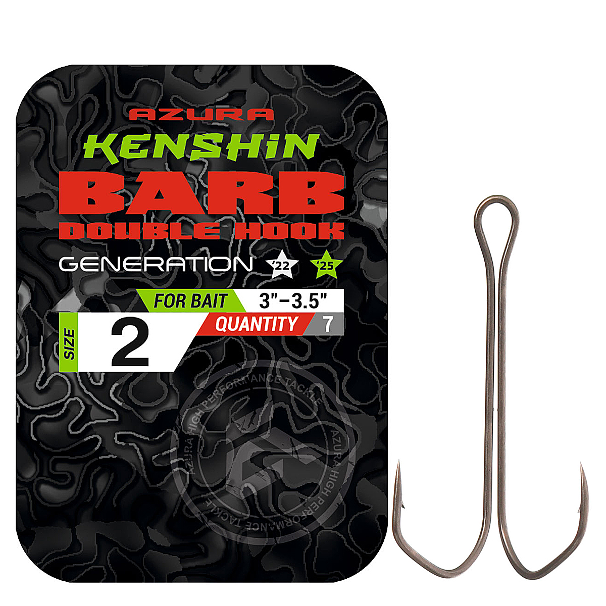 Двійник Azura Kenshin Barb Double Hook Special Bent PTFE #02 7pcs