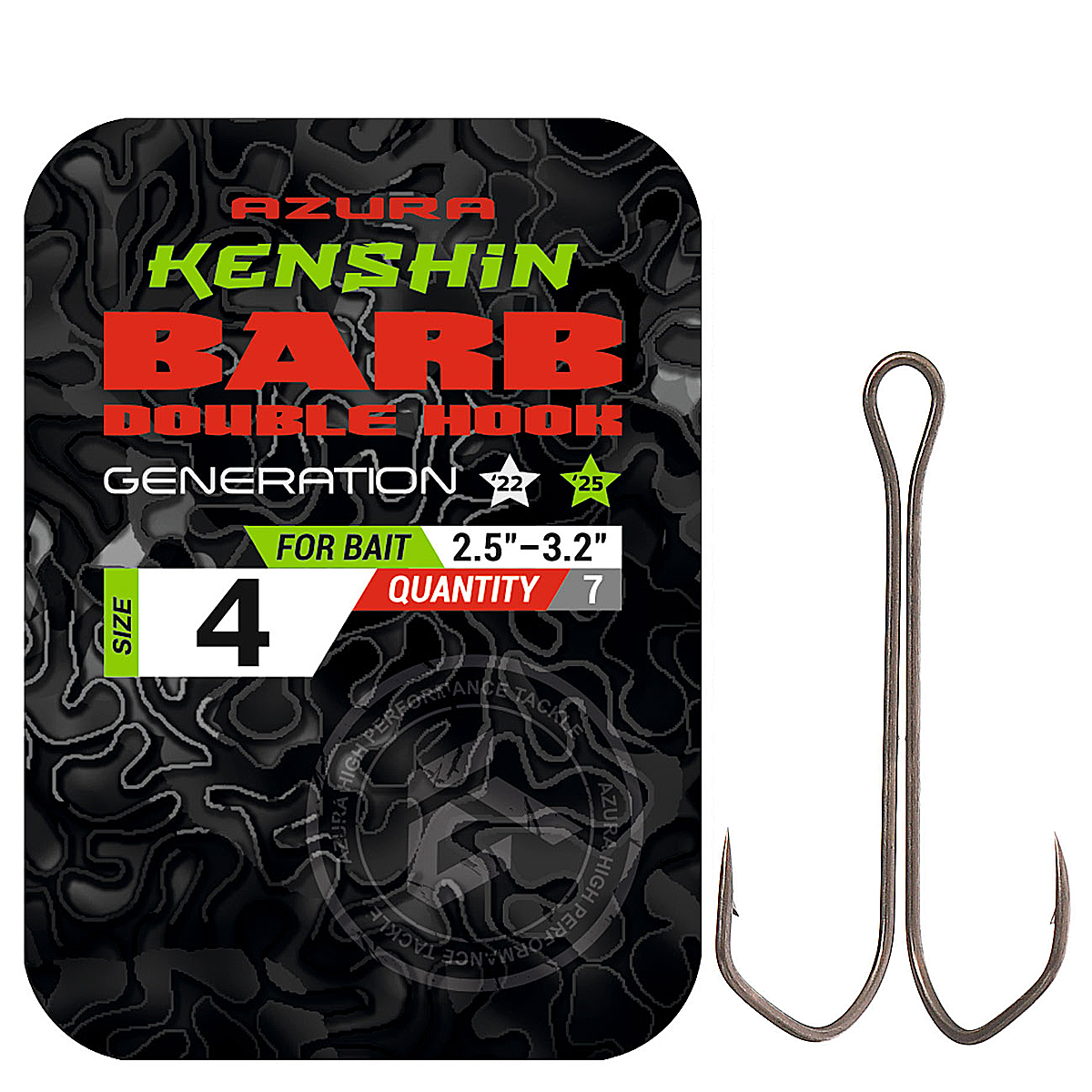 Двійник Azura Kenshin Barb Double Hook Special Bent PTFE #04 7pcs