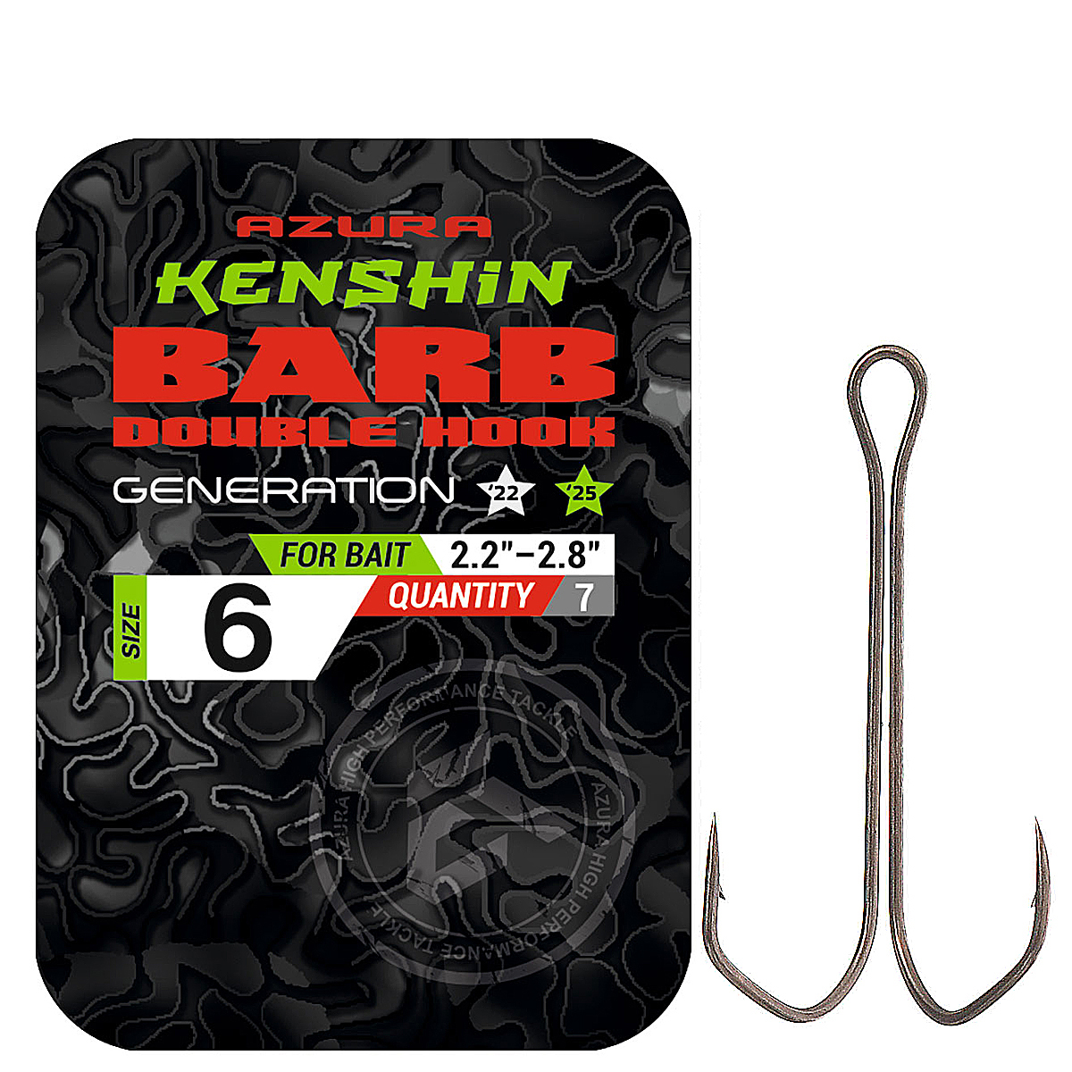 Двійник Azura Kenshin Barb Double Hook Special Bent PTFE #06 7pcs