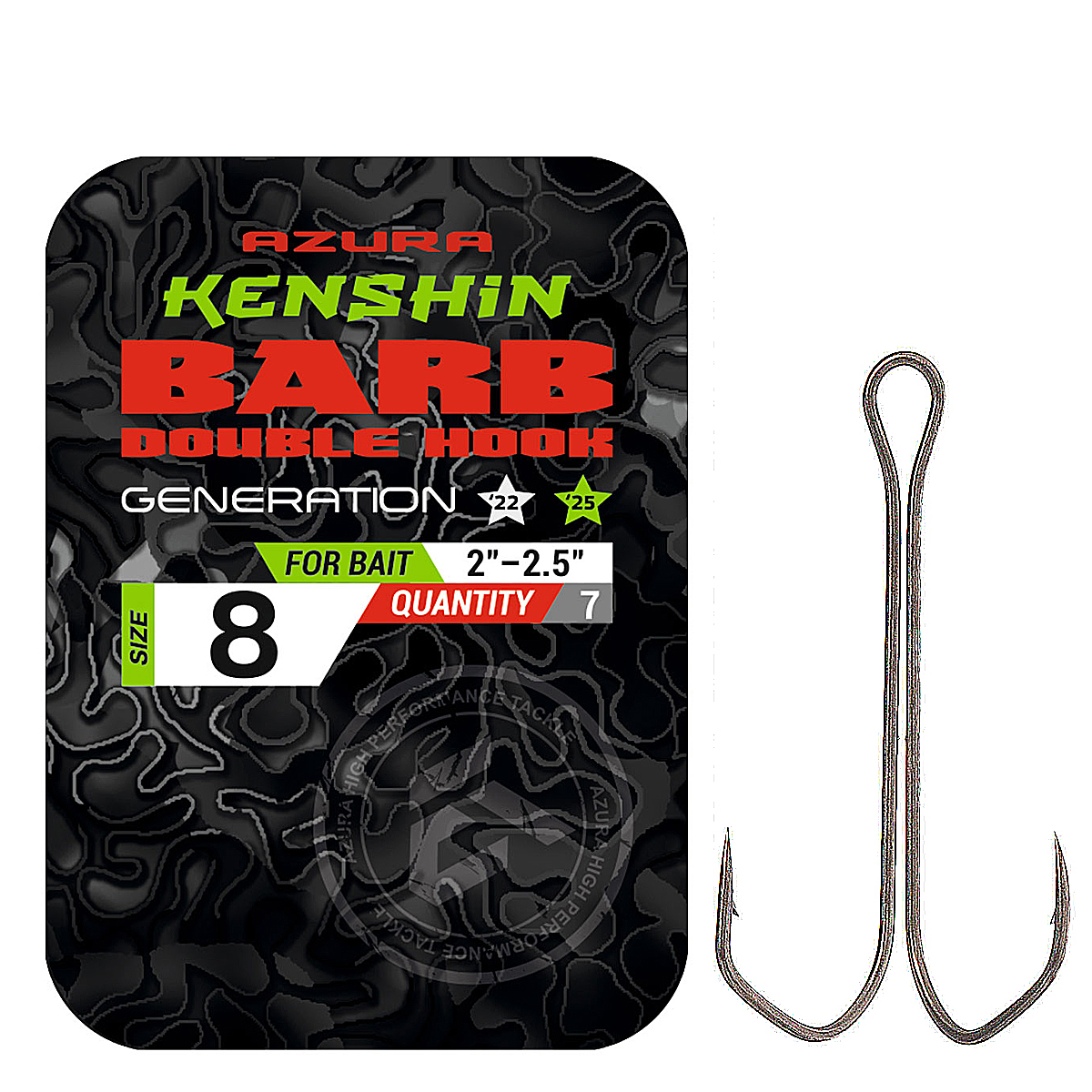 Двійник Azura Kenshin Barb Double Hook Special Bent PTFE #08 7pcs