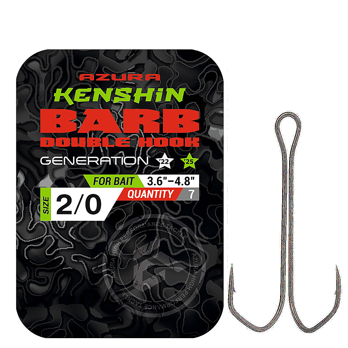 Двійник Azura Kenshin Barb Double Hook Special Bent PTFE #2/0 7pcs