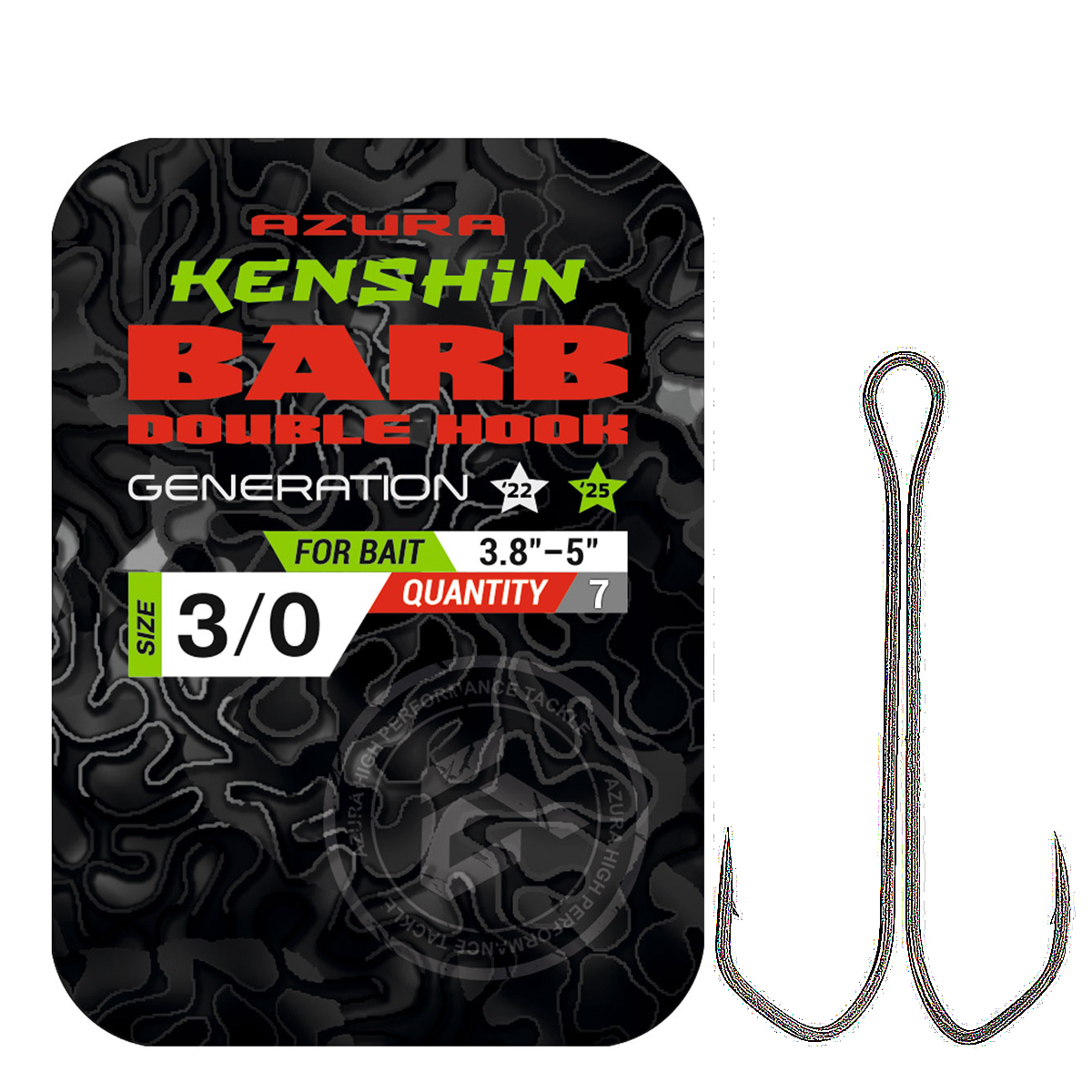 Двійник Azura Kenshin Barb Double Hook Special Bent PTFE #3/0 7pcs