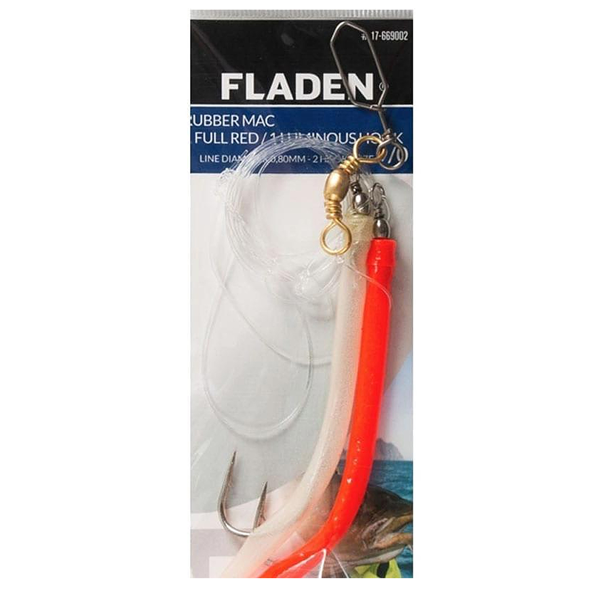 Морской монтаж Fladen Rubber M 1 full red hook 12/0 and 1 lum