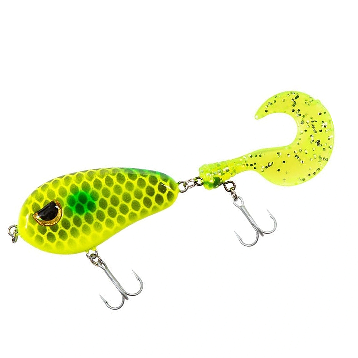Джерк Fladen Scary tail 18g #Limegreen grey pattern