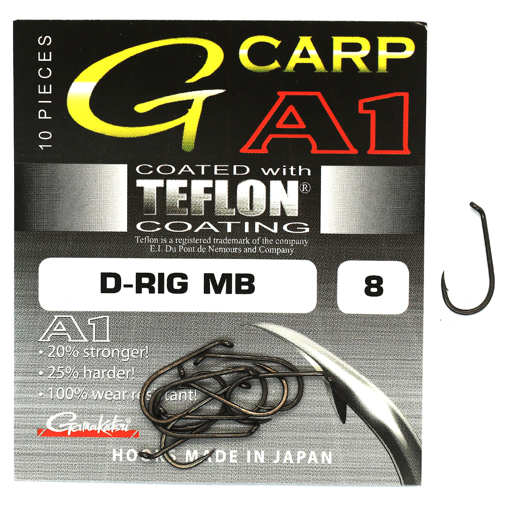Крючки Gamakatsu A1 G-CARP D-Rig MB Teflon Coating Grey №6 10pc фото 2