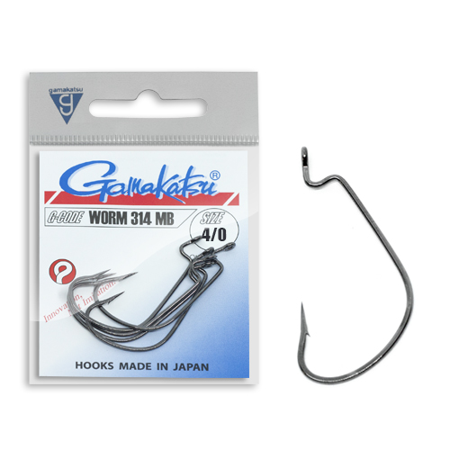 Гачок Gamakatsu Worm 314 MB Black  №4/0 6pc