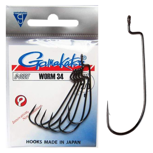 Гачки офсетні Gamakatsu Worm 34 black №1/0