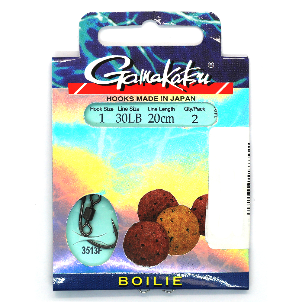 Гачки з повідцем Gamakatsu BKS-3513F Boilie 20cm Black №4 0.3mm 2pc