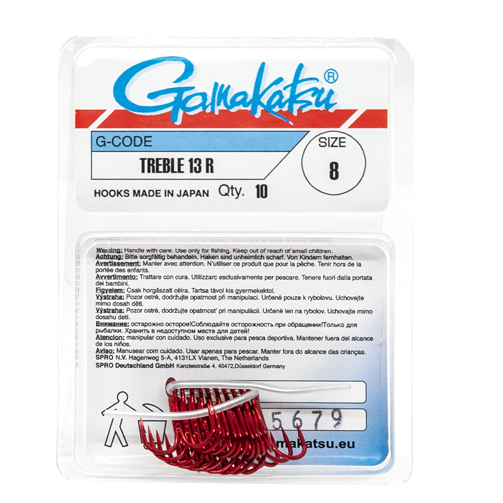 Тройник Gamakatsu Treble 13R Red №8 10pc