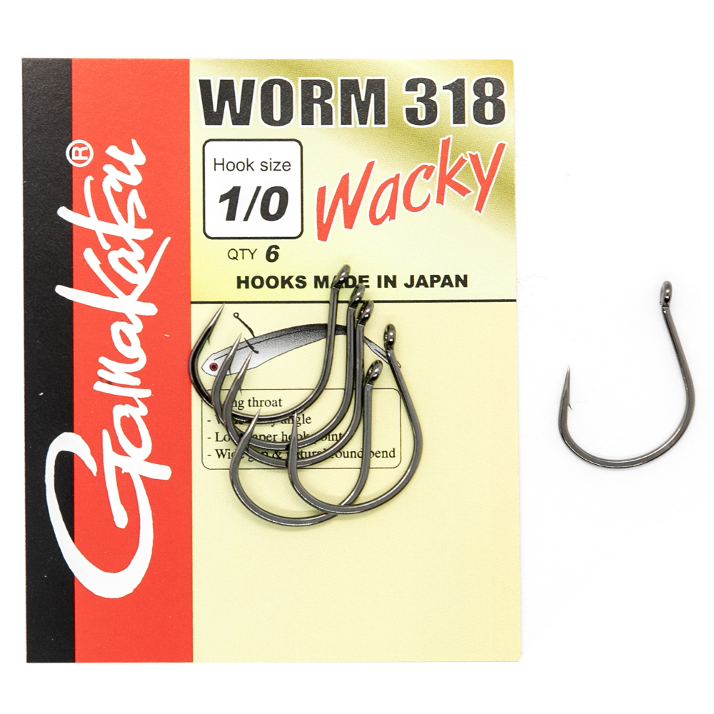 Крючки Gamakatsu Worm 318 Wacky black №1/0 6pc