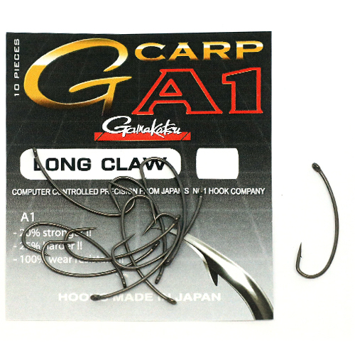 Гачки одинарні Gamakatsu A1 G-Carp Long Claw P.T.F.E. coating Grey №6 10pc