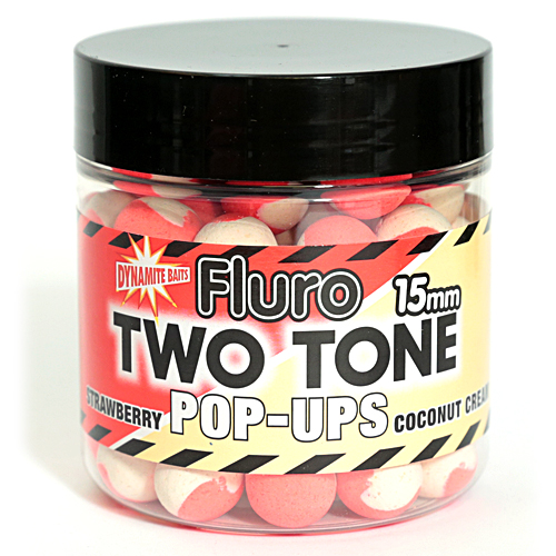 Бойлы Dynamite Baits Pop-Ups Strawberry & Coconut Cream Two Tone 15mm