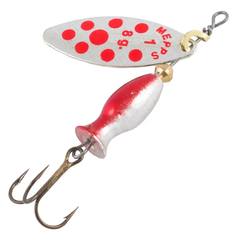Блешня Mepps Aglia Long Heavy №1 silver red dots 8g