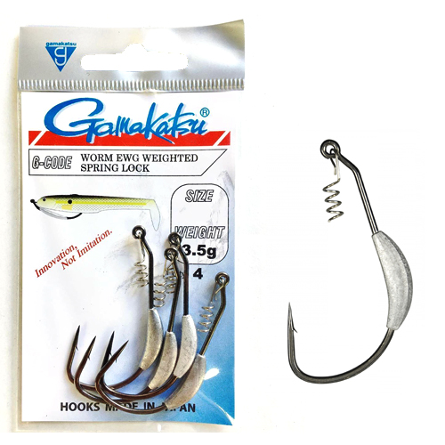Гачки одинарні Gamakatsu Weighted Superline Spring-Lock 5.25g Black №5/0 4pc