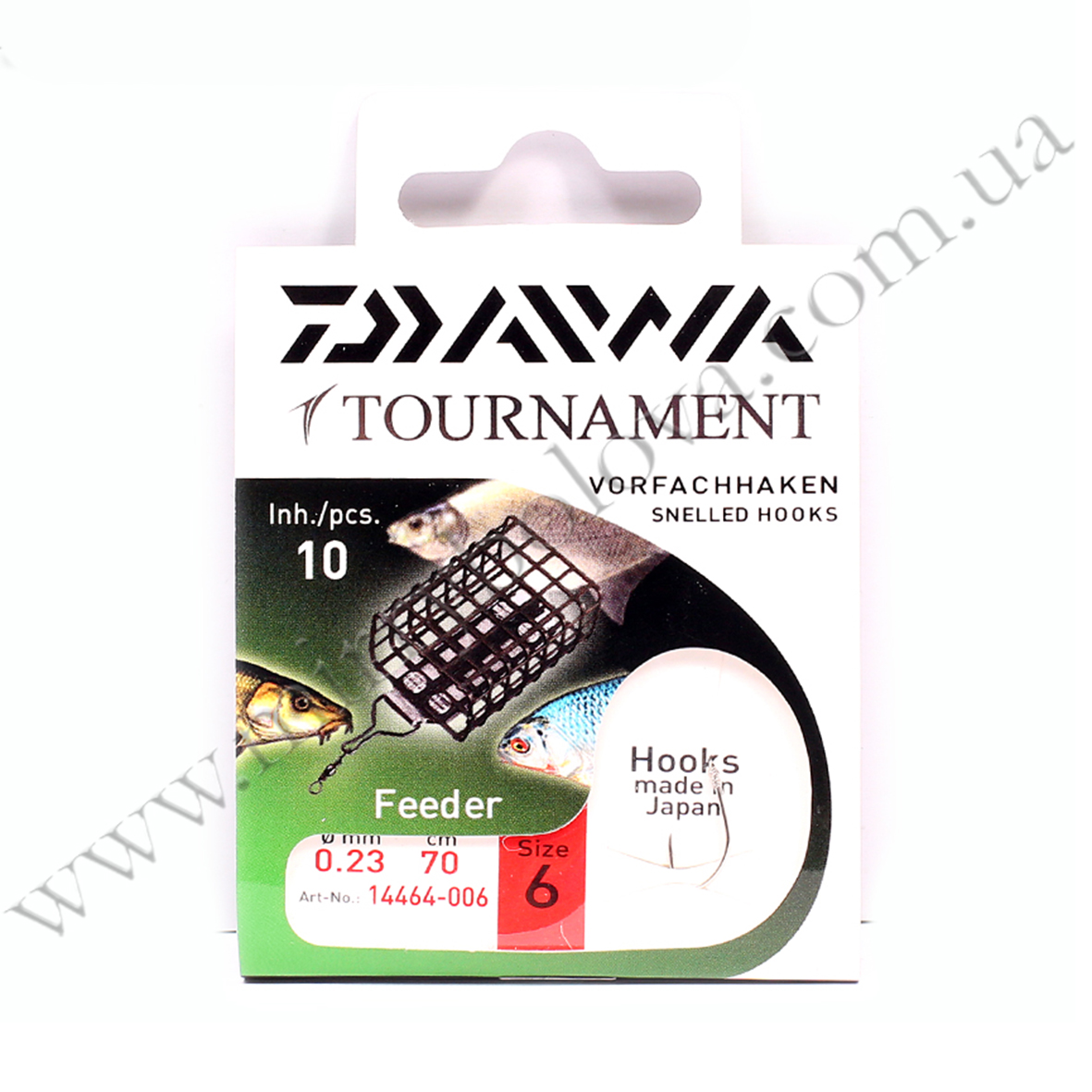 Гачки з повідцем Daiwa Tournament Feeder Hook #6 70см 0,23мм 10pcs