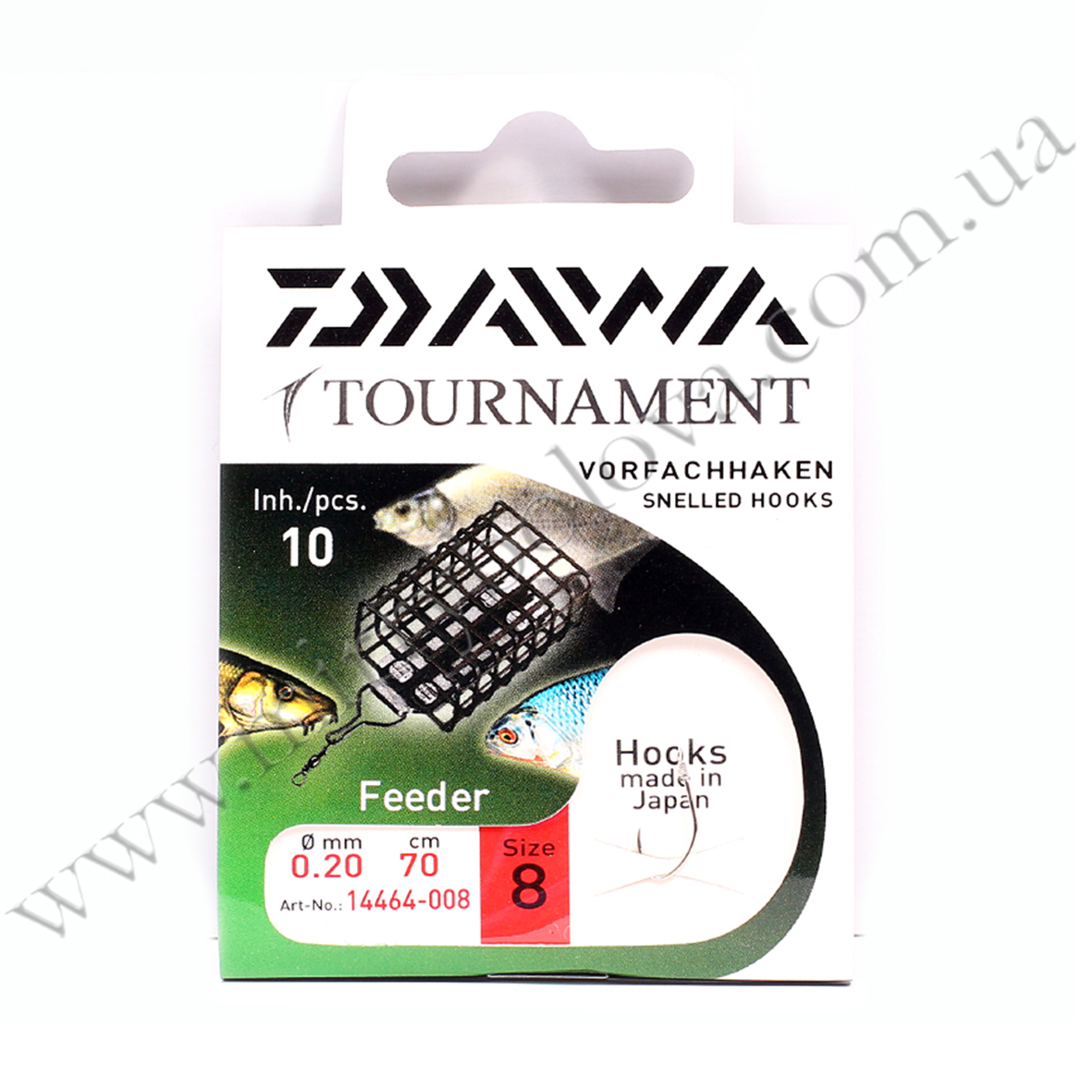 Гачки с повідцем Daiwa Tournament Feeder Hook #8 70cm 0.20mm 10pcs