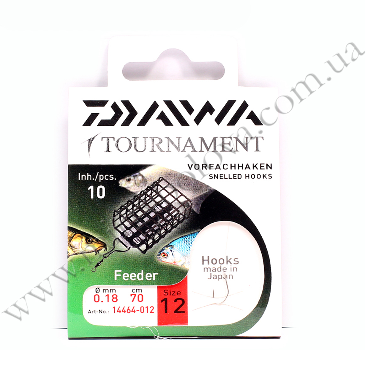 Гачки з повідцем Daiwa Tournament Feeder Hook №12 0.18mm 70cm 10pcs