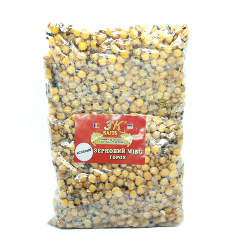 Прикормка 3KBaits Зерновой микс горох натуральный 1kg