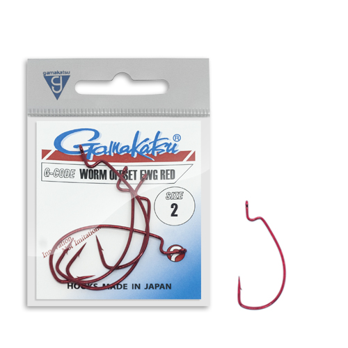 Крючки офсетные Gamakatsu Worm Offset EWG Red №02 5pc