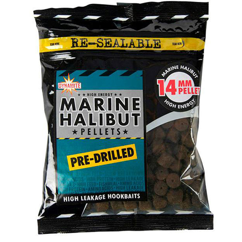 Пеллетс Dynamite Baits Pre-Drilled Marine Halibut 14mm 350g