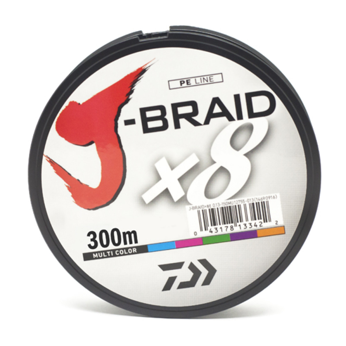 Шнур Daiwa J-Braid X8 300m Multi Color 56kg 0.51mm #10.0 фото 2