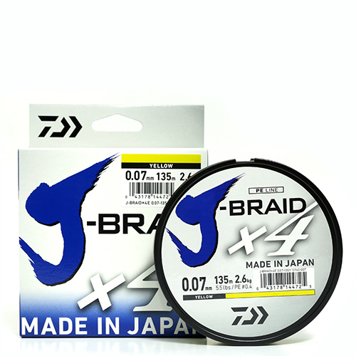 Шнур Daiwa J-Braid X4E 135m Yellow 5.9kg 0.13mm #1.0