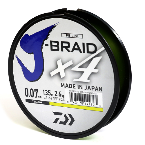 Шнур Daiwa J-Braid X4E 135m Yellow 5.9kg 0.13mm #1.0 фото 3