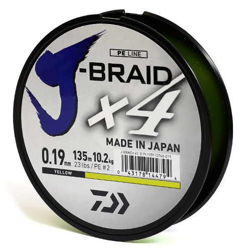 Шнур Daiwa J-Braid X4E 135m Yellow 6.9kg 0.15mm #1.2 фото 2