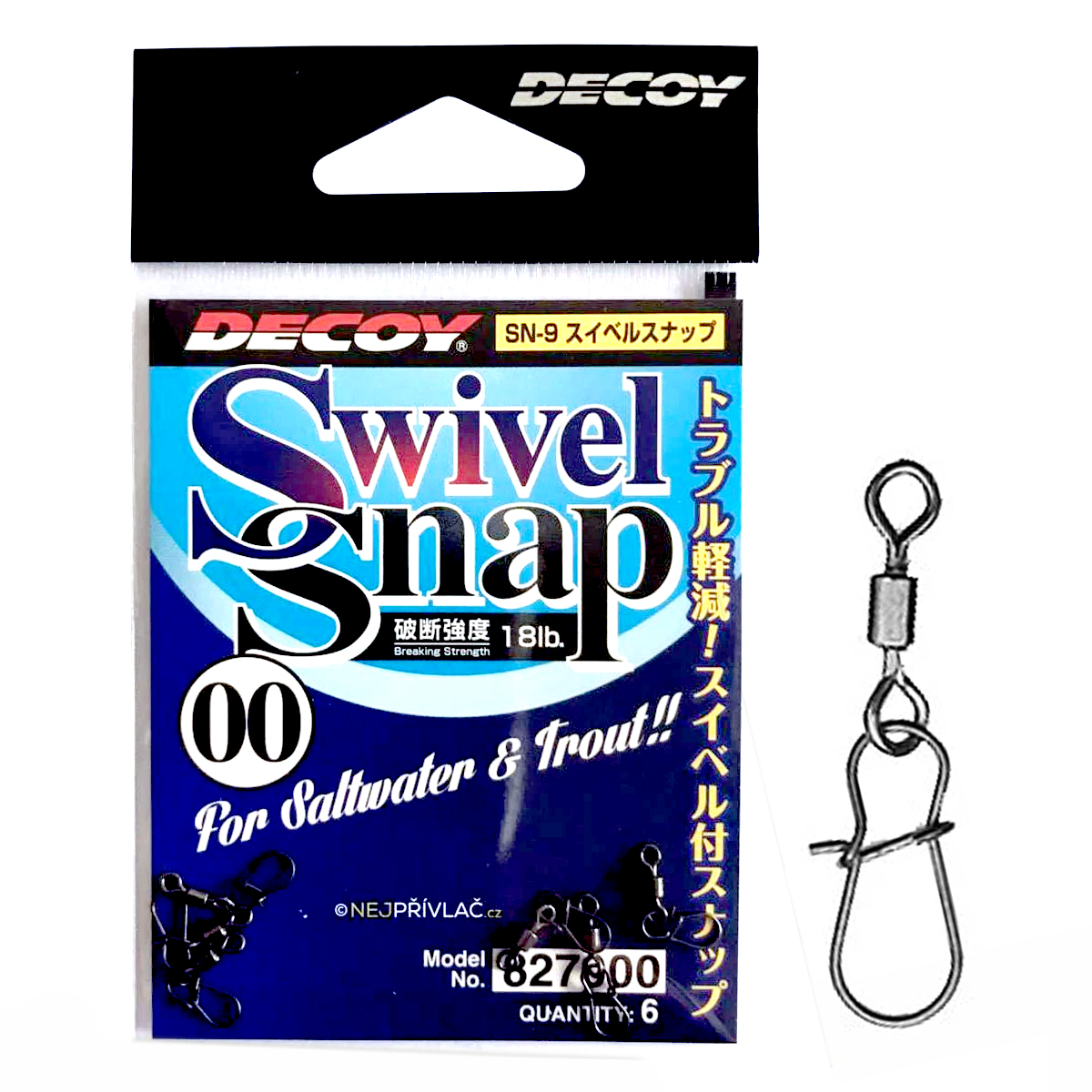 Вертлюг із застібкою Decoy SN-9 Swivel Snap 18lb #00 6pcs