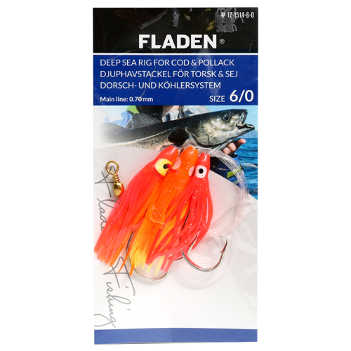 Морський монтаж Fladen Mini Octopus pink, orange,red, hook size 6