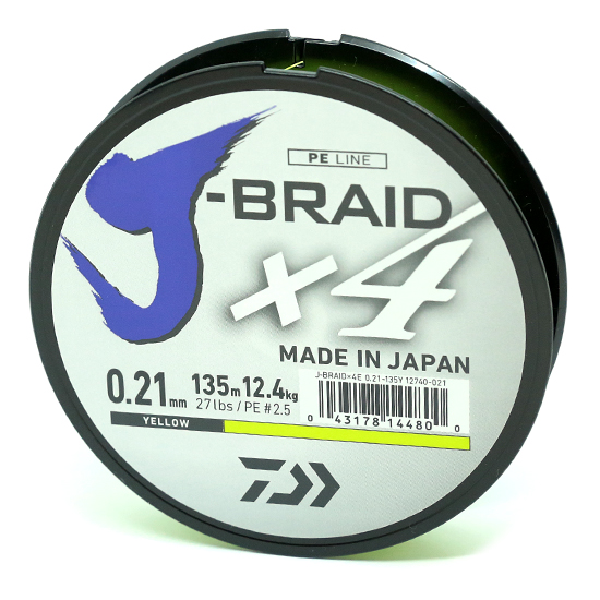 Шнур Daiwa J-Braid X4E 135m Yellow 10.2kg 0.19mm #2.0 фото 4