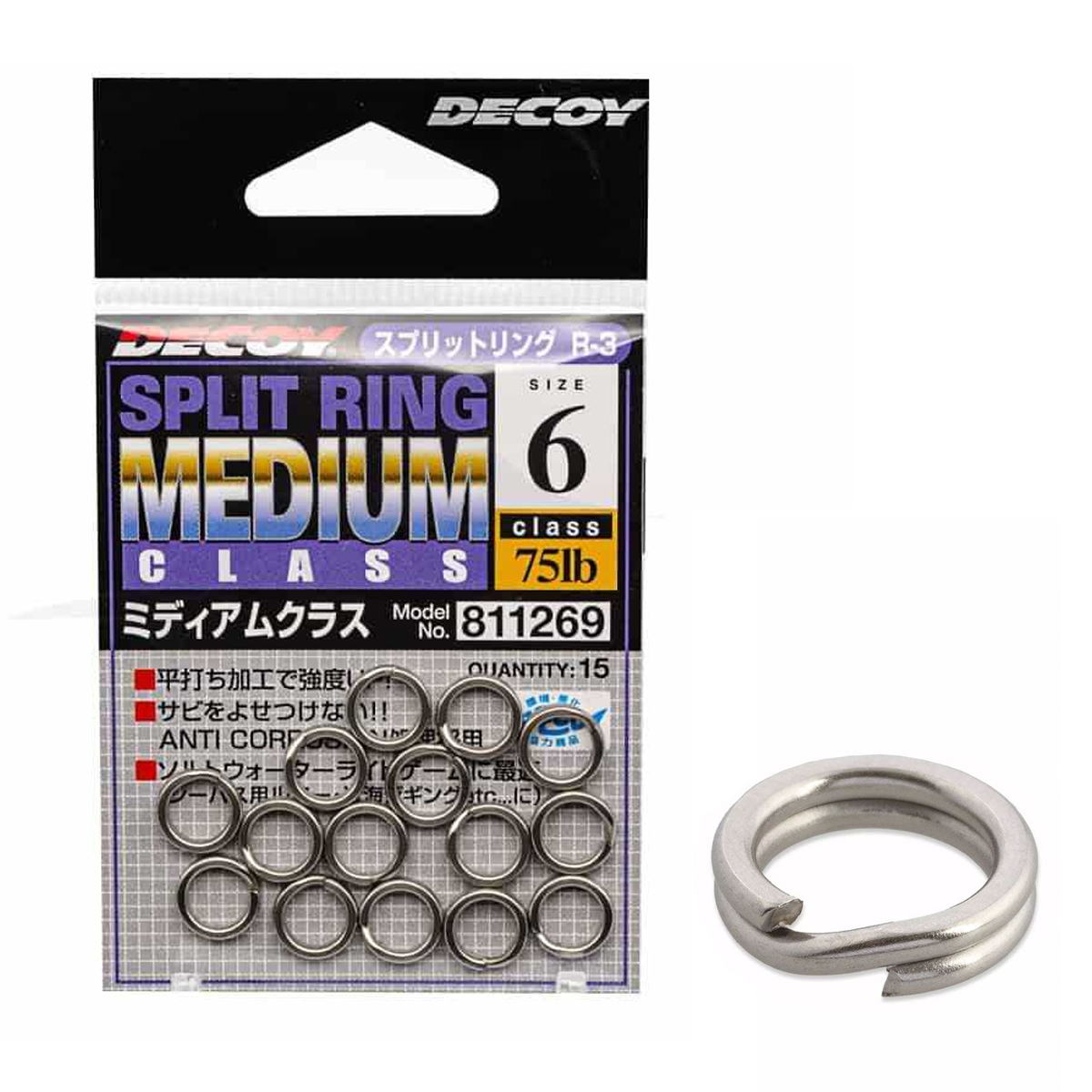Кільце заводне Decoy Split Ring Medium Class 75lb #6 15pcs