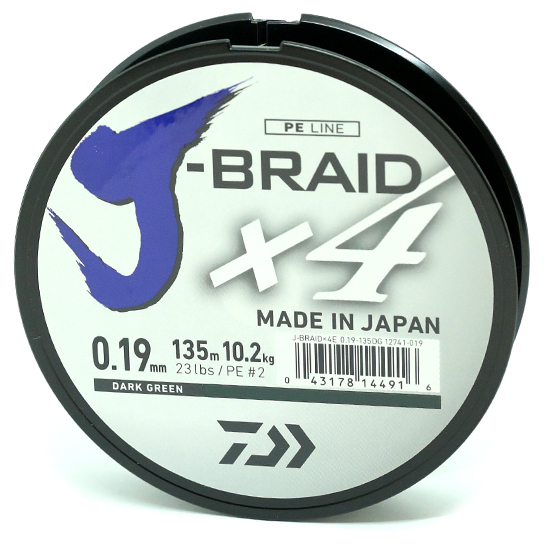 Шнур Daiwa J-Braid X4E 135m Dark Green 10.2kg 0.19mm #2.0